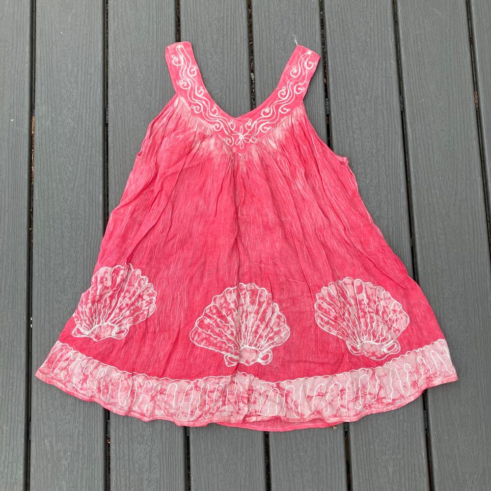 Pink seashell embroidered flowy tank top bohemian boho chic coquette mermaidcore